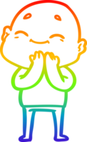 rainbow gradient line drawing of a happy cartoon bald man png