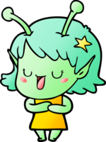 glücklicher Alien-Mädchen-Cartoon png