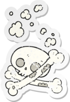 retro distressed sticker of a cartoon old pile of bones png