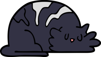 cartoon doodle sleepy cat png