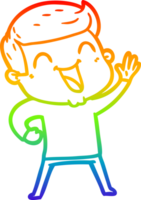 arco iris degradado línea dibujo de un dibujos animados hombre riendo png