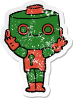 distressed sticker of a cartoon robot png