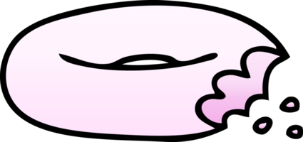 gradient shaded quirky cartoon bitten donut png