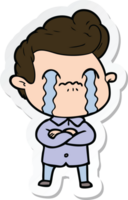 sticker of a cartoon man crying png