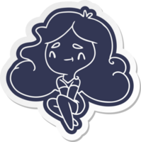 cartoon sticker of a cute kawaii girl png