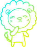 cold gradient line drawing of a cartoon lion png