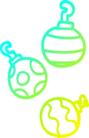 cold gradient line drawing of a cartoon xmas baubles png