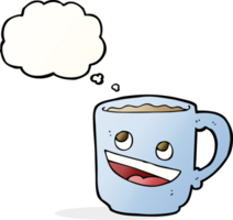 cartoon coffee mug with thought bubble png