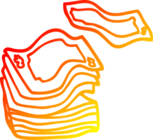 warm Gradient Linie Zeichnung von ein Karikatur groß Stapel von Geld png