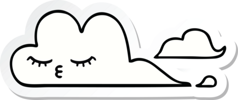 sticker of a cute cartoon white cloud png