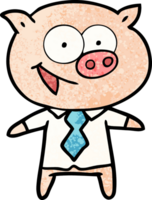 cheerful pig in office clothes png