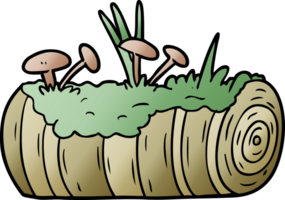 tekenfilm oud log met champignons png