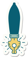 sticker of a tattoo style fountain pen png