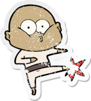 distressed sticker of a cartoon bald man staring png