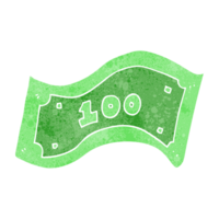 hand retro cartoon 100 dollar bill png