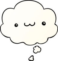 happy cartoon expression with thought bubble in smooth gradient style png