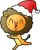 content main tiré pente dessin animé de une Lion portant Père Noël chapeau png