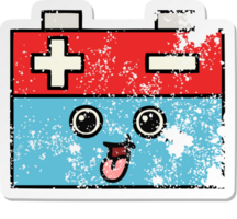 distressed sticker of a cute cartoon car battery png