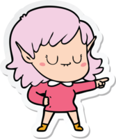 pegatina de una niña elfa feliz de dibujos animados png