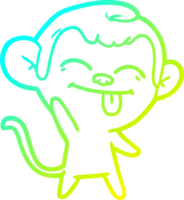 frio gradiente linha desenhando do uma engraçado desenho animado macaco acenando png