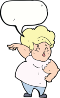 dessin animé heureux dame en surpoids avec bulle de dialogue png