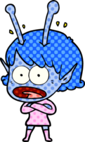 chica alienígena sorprendida de dibujos animados png