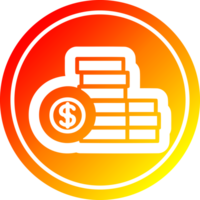 stacked money circular icon with warm gradient finish png