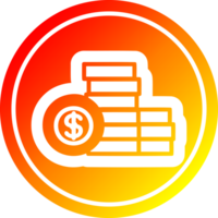 gestapeld geld circulaire icoon met warm helling af hebben png