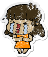 distressed sticker of a cartoon woman png