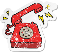 retro distressed sticker of a cartoon ringing telephone png