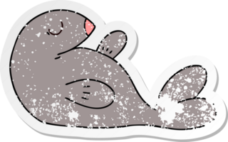 distressed sticker of a quirky hand drawn cartoon seal png