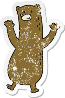 distressed sticker of a quirky hand drawn cartoon bear png