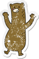 autocollant en détresse d'un ours de dessin animé original dessiné à la main png