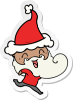 happy bearded man wearing santa hat png