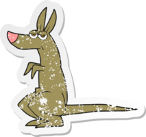 retro distressed sticker of a cartoon kangaroo png