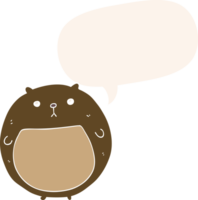 cartoon bear with speech bubble in retro style png