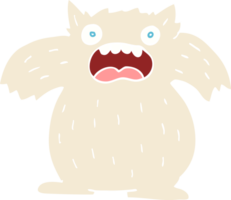 monstre de yéti de dessin animé illustration couleur plate png