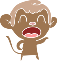 criant singe de dessin animé de style plat couleur pointant du doigt png