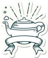 sticker of a tattoo style steaming teapot png