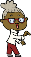 cartoon happy woman wearing spectacles png