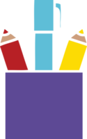 plat Couleur rétro dessin animé de une crayon pot png