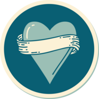 sticker of tattoo in traditional style of a heart and banner png