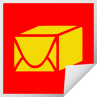 square peeling sticker cartoon of a paper parcel png