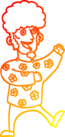 warm gradient line drawing of a cartoon dancing 70s man png