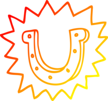 warm gradient line drawing of a cartoon lucky horseshoe png