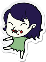 sticker of a cartoon vampire girl with blood on cheek png