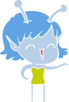 flat color style cartoon alien girl laughing png