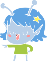 happy alien girl flat color style cartoon png