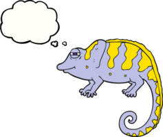 hand drawn thought bubble cartoon chameleon png