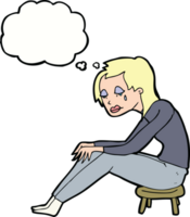 cartoon crying woman with thought bubble png